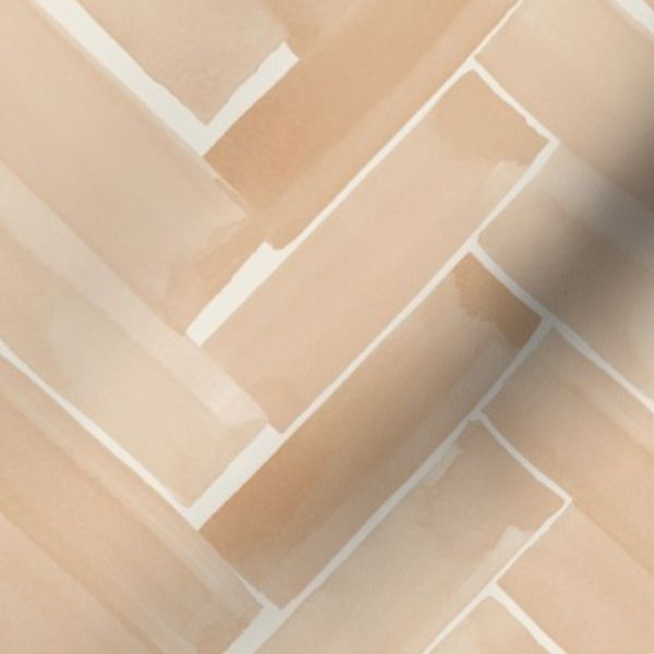 (M) Watercolor Geometric Abstract Herring Bone in Dulux Raw Umber Brown