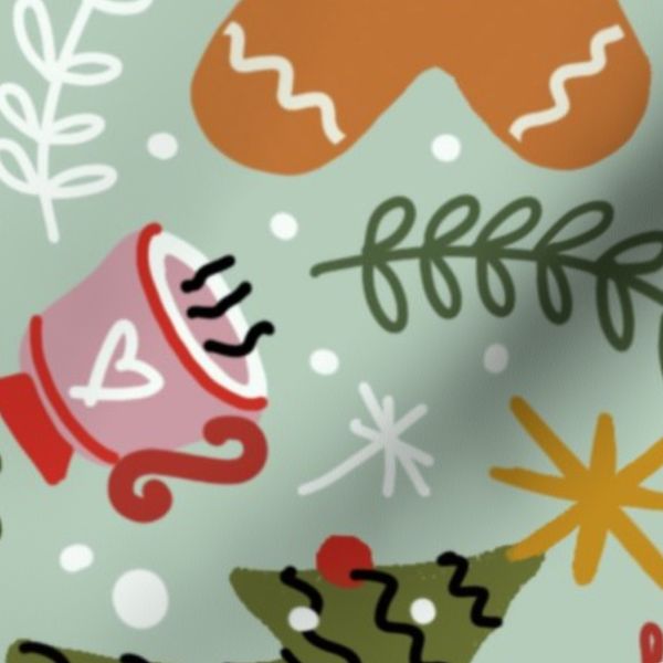 merry moments ditsy non directional christmas 10 x10 green red pink