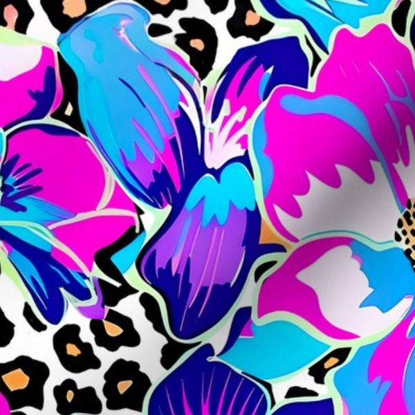 Leopard and flowers