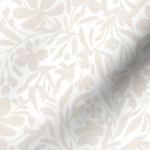 Refined bohemian mono warm gray white floral medium