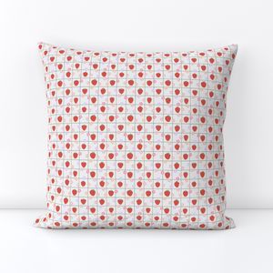 XS Girly Retro Strawberry and Daisy Picnic Grid - Red Pink Green Off White