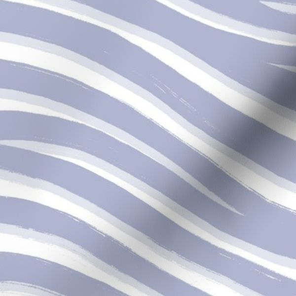 (l) Organic Waves - Soft Shadow Blue And White Abstract Line Painted Ink