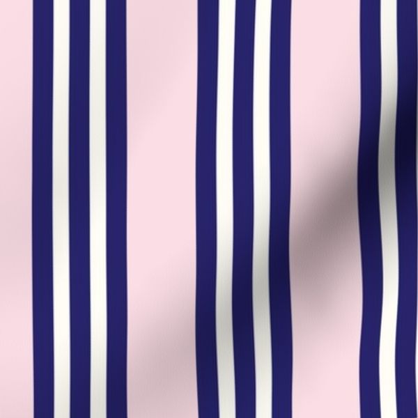 Vertical Pajama Cabana Stripe Pattern Coastal Cottage Chic- Pink Cobalts