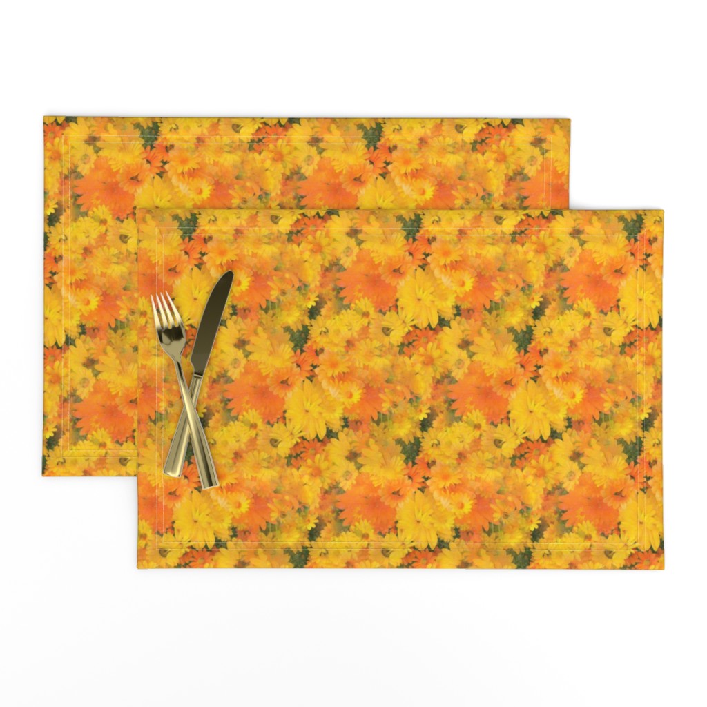 Top down of a set of two Placemats stacked and offset from eachother with a knife and fork on top