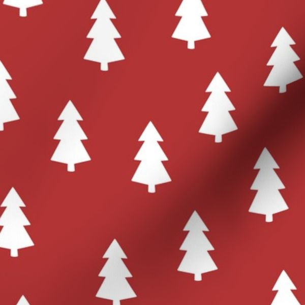 9x9 Scattered white Christmas trees Middle Red