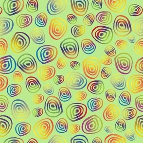 Rainbow Spiral Dots On Pale Lime Green by carlyeverittdesign Rainbow Spiral Dots On Pale Lime Green