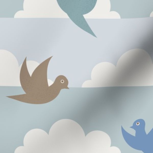 Earth Toned Birds and Soft Clouds - small scale