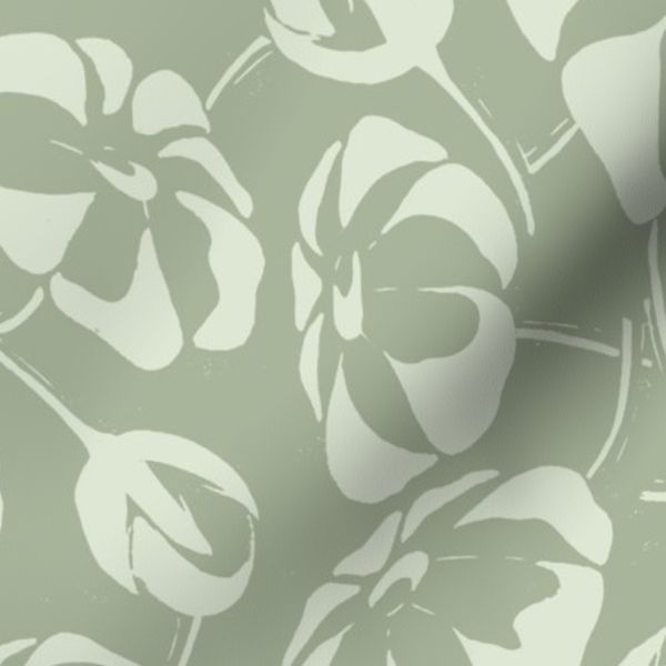 12" Retro 80' Minimalist Monochrome Floral Green 28092024