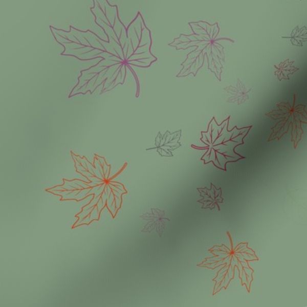Autumn Leaves Outlined on Sage