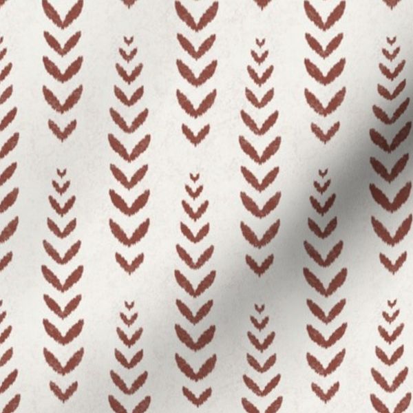 New Boho Farm House Botanical Ikat - Earthy Red- Small Scale
