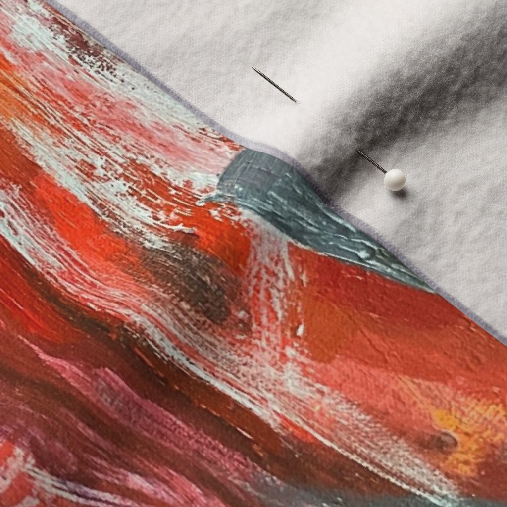 Close up of Performance Velvet fabric with a sewing pin