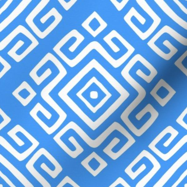 Modern Geometric Tiles - Azure Blue & White