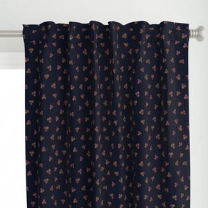 small - Scattered daisies- rose pink and yellow flowers on navy background
