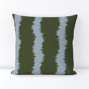 Dark Pine Green and Pretty Blue Organic Textured Vertical Stripes - Large