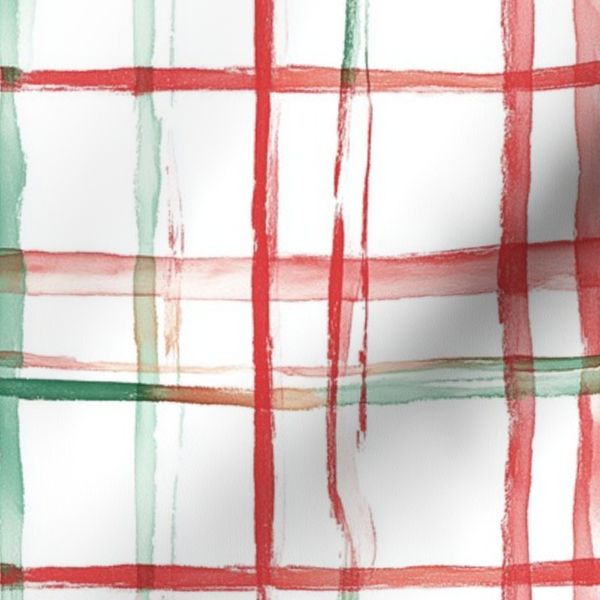 Vibrant Christmas Plaid - Bold Red and Green Watercolor Design