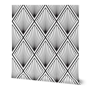 LUXURY ART DECO GLAM DIAMOND GEO FANS IN CLASSIC BLACK AND WHITE