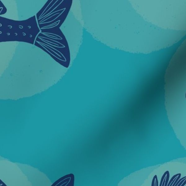 Cheeky Fish - Swim Your Own Way (blue on turquoise) L