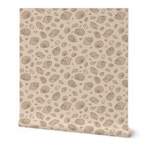 Small hand drawn sea shells - sandy beige