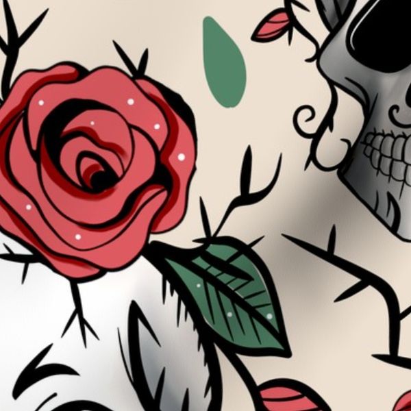 Sugar Skull With Red Roses