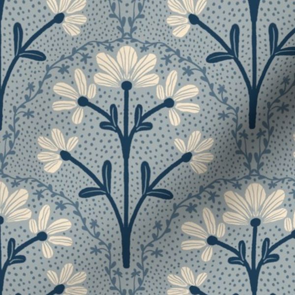Indigo Blue Floral Scallop Medium