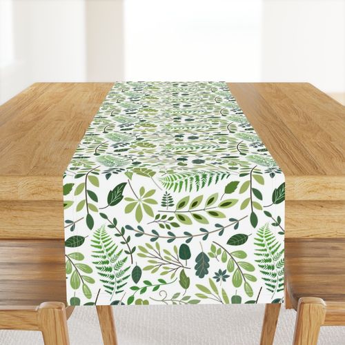Forest Foliage Cabincore - Many Shades Of Green On White