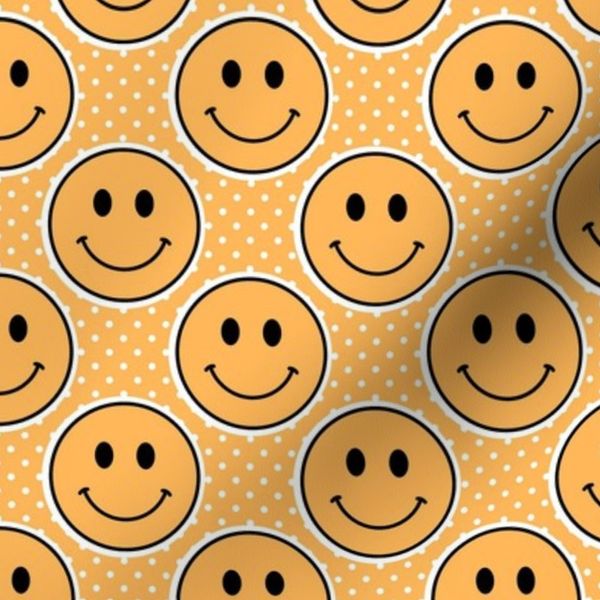 Medium Happy Smiling Faces and Polkadots Pastel Peach