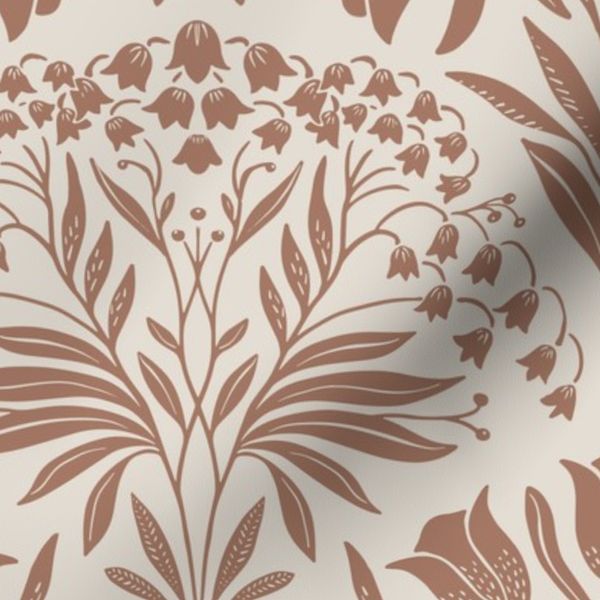 Tulip Lily Of The Valley Art Nouveau rustic elegant mocha mousse tan beige