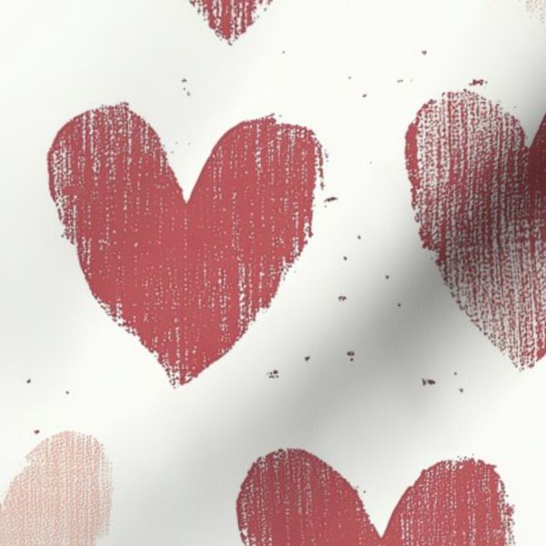 LARGE Burgundy Red Heart Romantic Vintage Valentines Day Distressed Texture