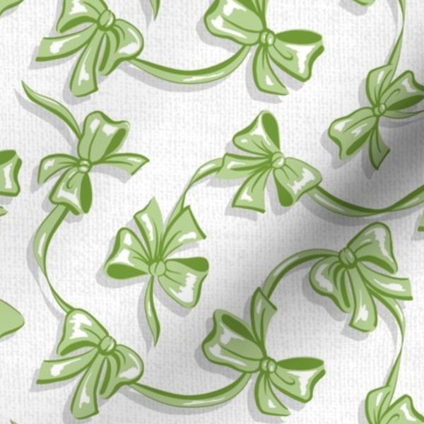 LG Green Coquette Ribbons & Bows Woven Preppy Grandmillennial Sage Spring