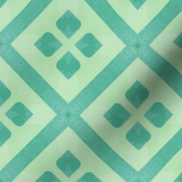 Light Green Simple Abstract Design Seamless Floral Diamond Pattern