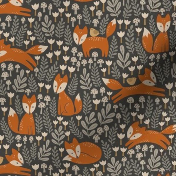 cabincore forest - fox - dark (small scale)