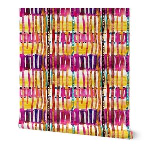 Abstract Watercolor Striped Pattern in Pink Yellow