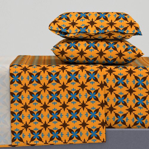 Moroccan Tile Pattern orange blue brown