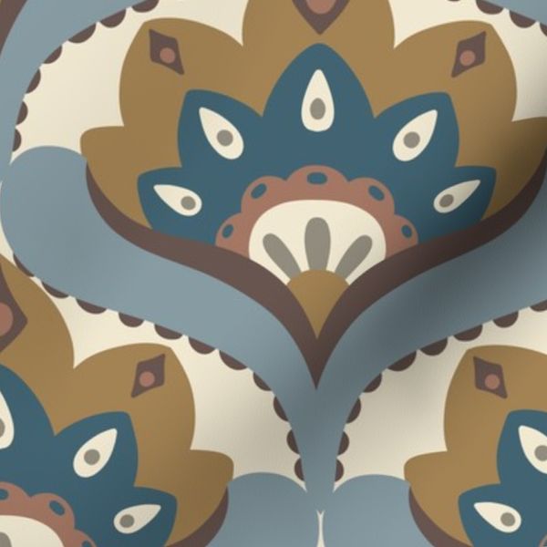 Moroccan Bloom - retro flower - mocha mousse fabric palette