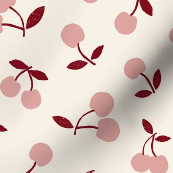vintage retro cherry toss fruit romantic deep red blush pink coquette walls