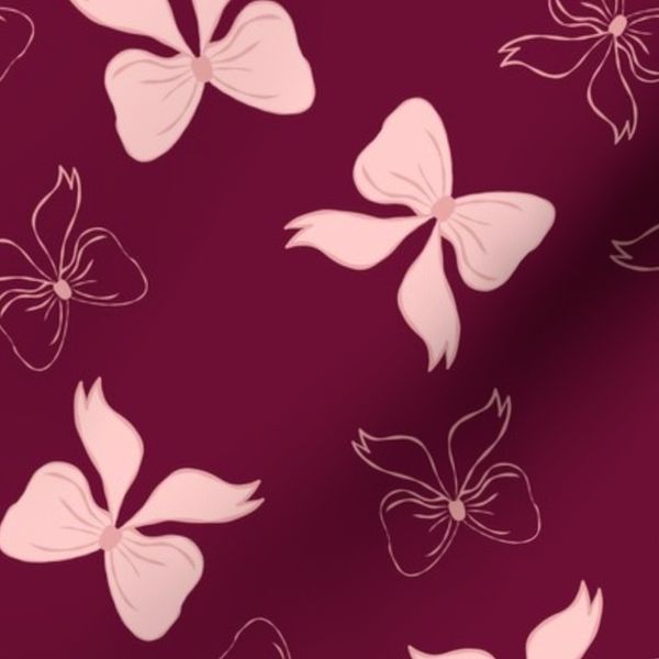 Coquette Pink Bows in Deep Magenta background - med