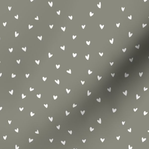 (S) Boho Freehand Minimalist Hearts in Ash Green Gray Sage