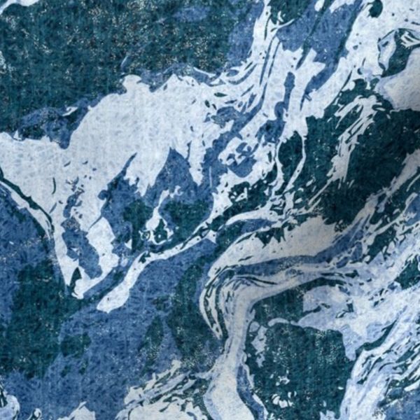 Elegant and Calm Marbled Abstract Icy Swirls in Coastal Grandmother Blues
