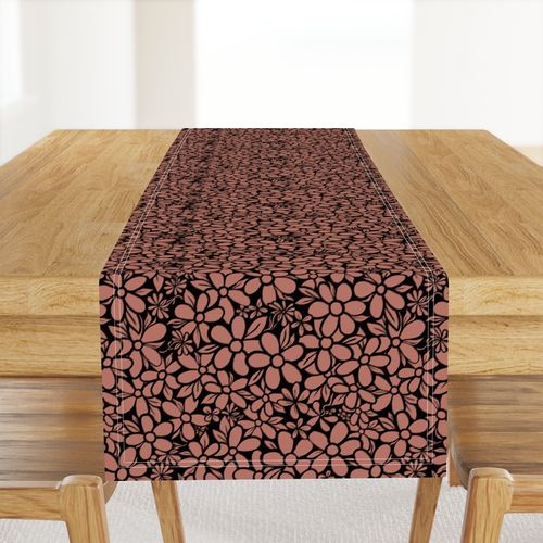 Mosaic Florals Black Mauve Pink