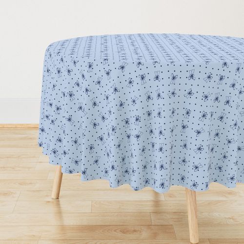 small minimalist polka dots and bows feminine coquette - blue blue
