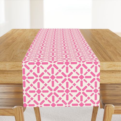 Nordic grid quilt hot pink and cream