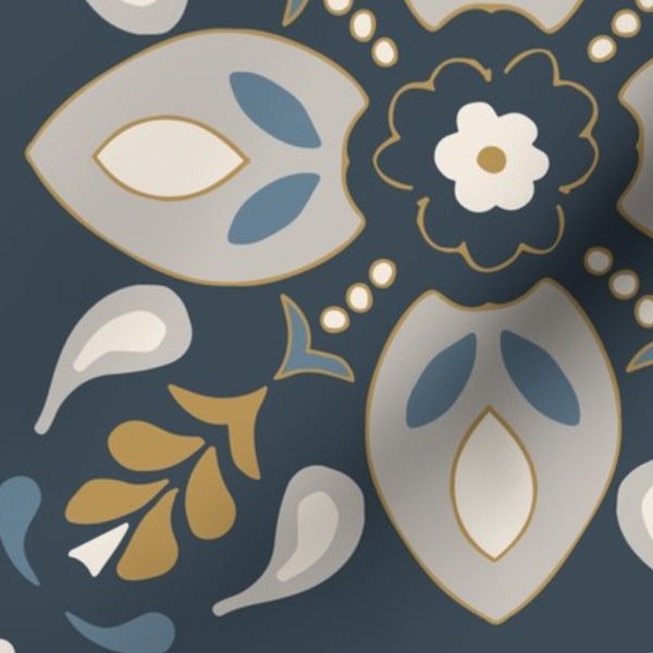 (XL) Floral Mandalas Tiles Abstract Grid Geometric Moroccan teal blue grey