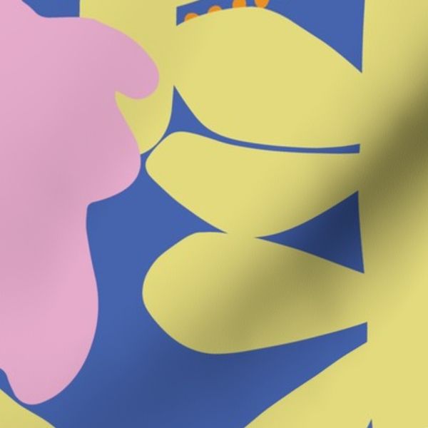 Pink and Yellow Modern Botanical with Cobalt Blue Accents