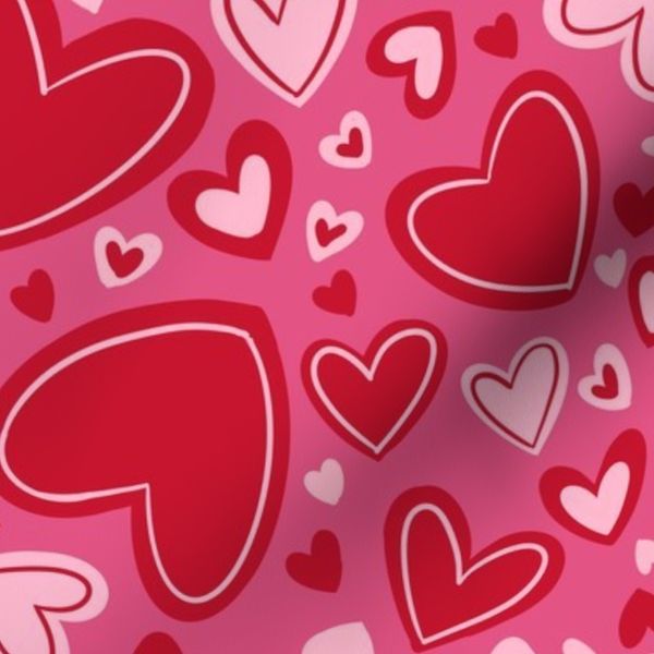 Bold hearts on light pink -Small