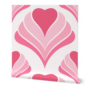 Scallop fans geometric abstract Monochrome pink hearts art deco /Med