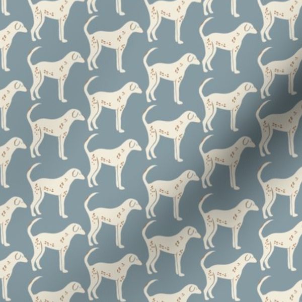 Small Simple Dalmatians - Cute Puppy Dogs - Muted Teal Blue and Beige - 6"