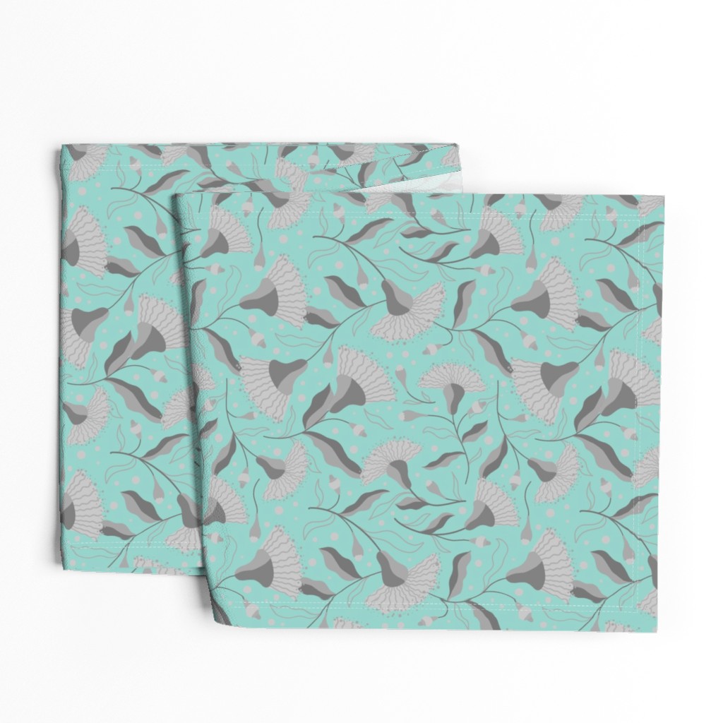 Gently folded Table Runner laying on a white background showing parts of the unprinted backing