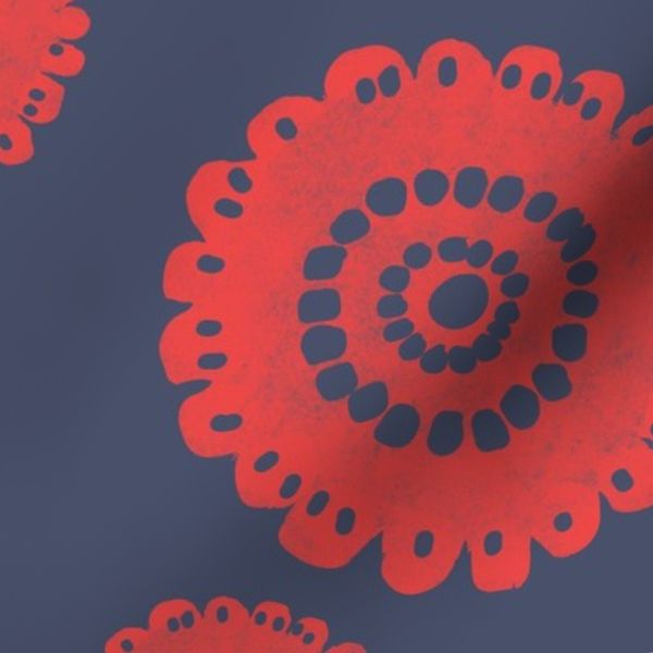 Retro Red Blooms in large scale