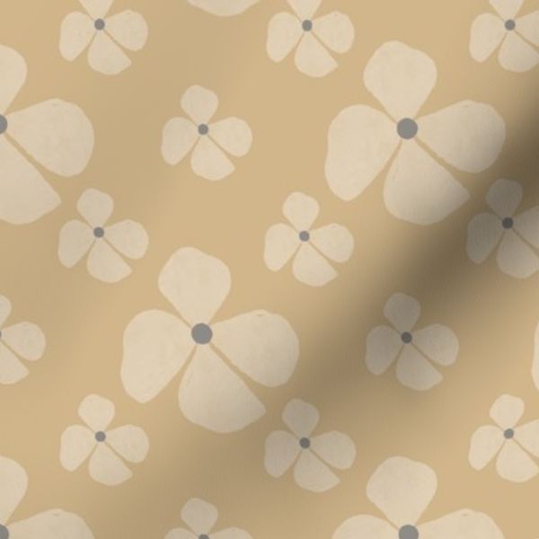 Soft Petals Modern Floral Wallpaper butter White Mid Scale Blooms Fabric