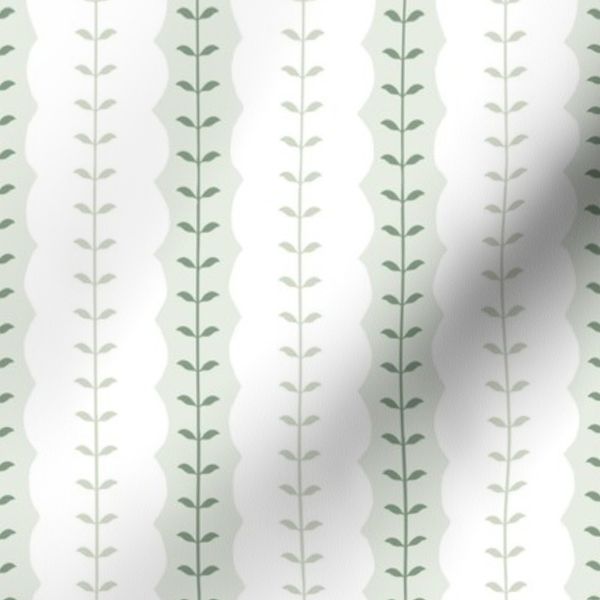 Boho Ethnic Stripes - Trailing Vines pattern in celadon / green